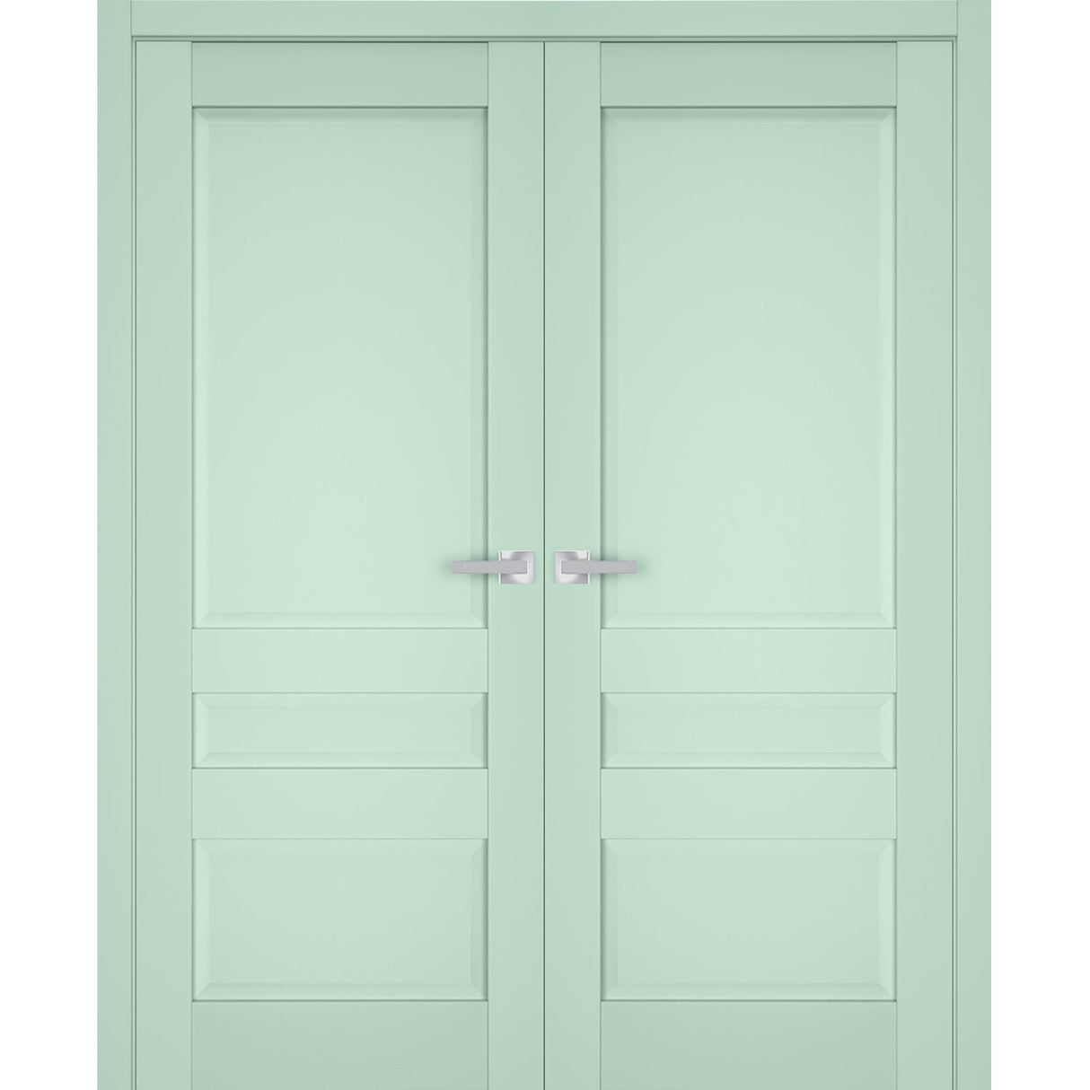 Interior Solid French Double Doors | Veregio 7411 Oliva | Wood Solid Panel Frame Trims | Closet Bedroom Sturdy Doors