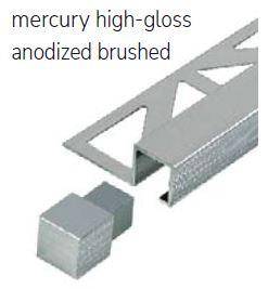 Dural Squareline Profile 11/32 in. Square Edge - Mercury - High Gloss Anodized Brushed - Tile edge Trim