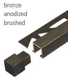 Dural Squareline Profile 7/16 in. Square Edge - Bronze - Anodized Brushed - Tile edge Trim