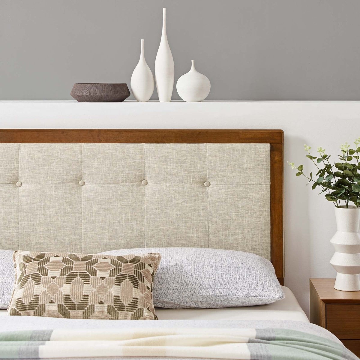 Draper Tufted Queen Fabric and Wood Headboard - BUILDMYPLACE