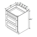 Drawer Base Cabinet - 12W x 34 - 1/2H x 24D - 3DRW - Aria Shaker Espresso - BUILDMYPLACE