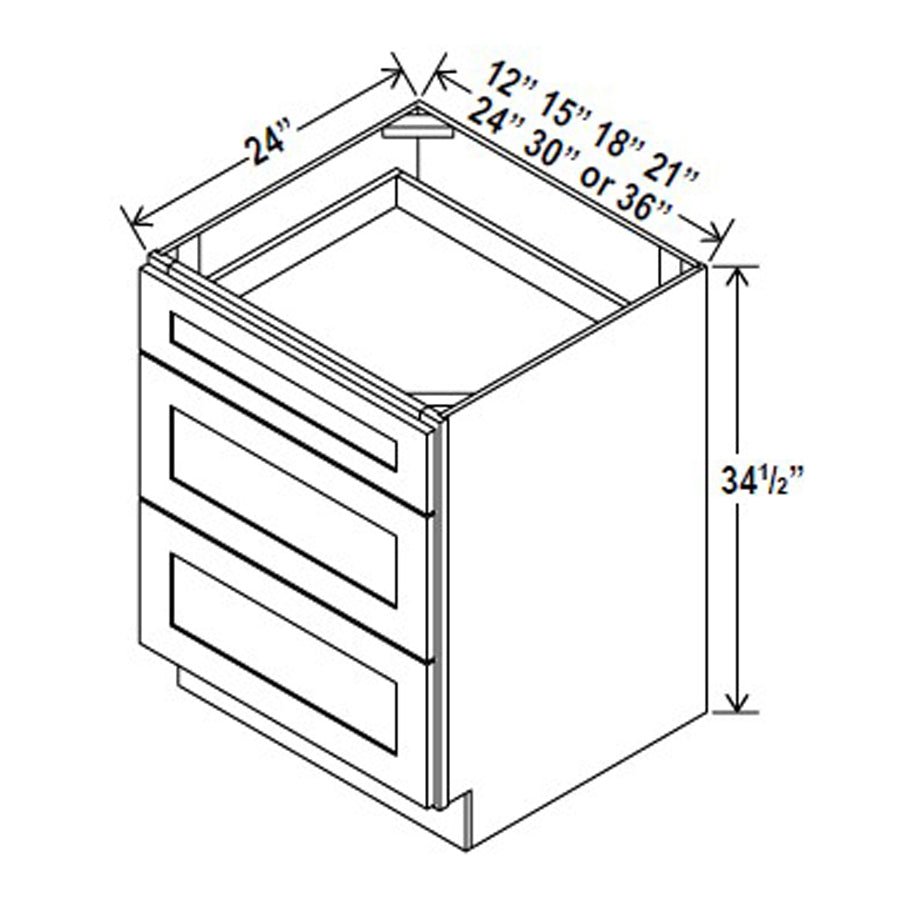 Drawer Base Cabinet - 12W x 34 - 1/2H x 24D - 3DRW - Charleston Saddle - BUILDMYPLACE