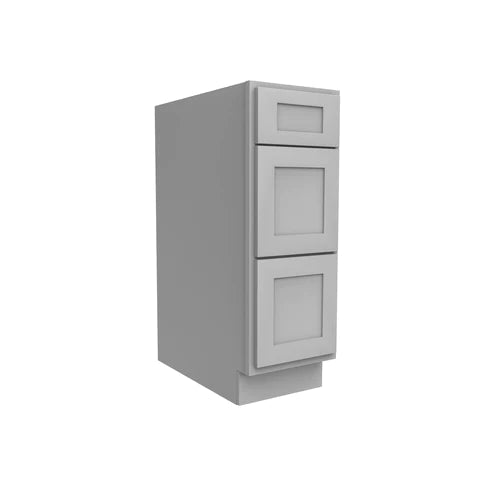 Drawer Base Cabinet - 12W x 34.5H x 24D - 3DRW - Grey Shaker Cabinet - BUILDMYPLACE