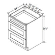 Drawer Base Cabinet - 12W x 34.5H x 24D - 3DRW - Grey Shaker Cabinet - BUILDMYPLACE