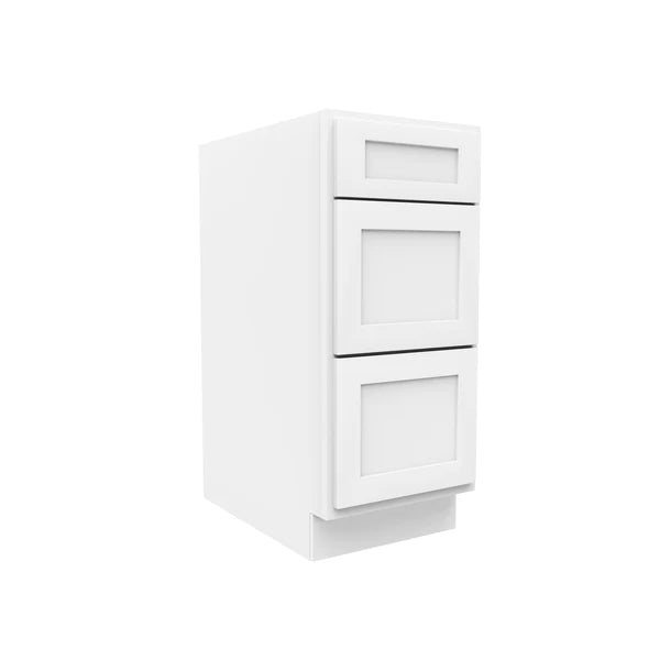 Drawer Base Cabinet - 15W x 34 - 1/2H x 24D - 3DRW - Aria White Shaker - BUILDMYPLACE