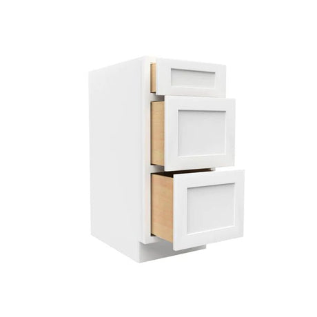 Drawer Base Cabinet - 15W x 34 - 1/2H x 24D - 3DRW - Aria White Shaker - BUILDMYPLACE