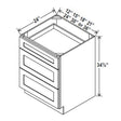 Drawer Base Cabinet - 15W x 34 - 1/2H x 24D - 3DRW - Aspen White - RTA - BUILDMYPLACE