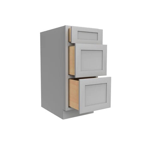 Drawer Base Cabinet - 15W x 34.5H x 24D - 3DRW - Grey Shaker Cabinet - RTA - BUILDMYPLACE