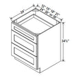 Drawer Base Cabinet - 18W x 34 - 1/2H x 24D - 3DRW - Aria Shaker Espresso - BUILDMYPLACE