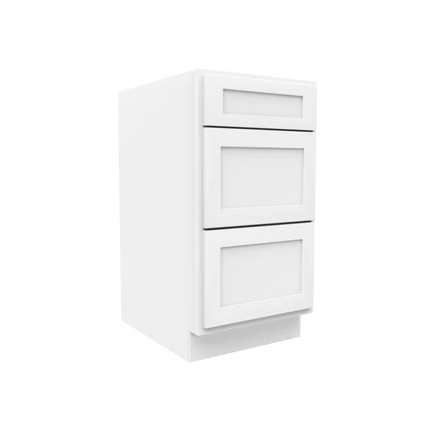 Drawer Base Cabinet - 18W x 34 - 1/2H x 24D - 3DRW - Aria White Shaker - BUILDMYPLACE