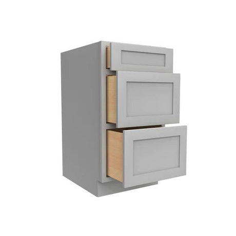 Drawer Base Cabinet - 18W x 34.5H x 24D - 3DRW - Grey Shaker Cabinet - BUILDMYPLACE