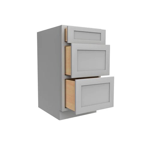 Drawer Base Cabinet - 18W x 34.5H x 24D - 3DRW - Grey Shaker Cabinet - RTA - BUILDMYPLACE