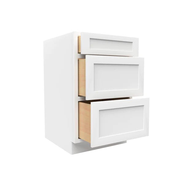 Drawer Base Cabinet - 21W x 34 - 1/2H x 24D - 3DRW - Aria White Shaker - BUILDMYPLACE