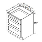 Drawer Base Cabinet - 24W x 34 - 1/2H x 24D - 3DRW - Aria Shaker Espresso - BUILDMYPLACE