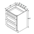 Drawer Base Cabinet - 24W x 34 - 1/2H x 24D - 3DRW - Aspen White - BUILDMYPLACE