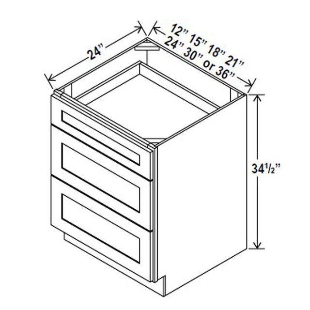 Drawer Base Cabinet - 24W x 34 - 1/2H x 24D - 3DRW - Charleston Saddle - RTA - BUILDMYPLACE