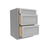 Drawer Base Cabinet - 24W x 34.5H x 24D - 3DRW - Grey Shaker Cabinet - BUILDMYPLACE