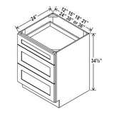 Drawer Base Cabinet - 30W x 34 - 1/2H x 24D - 3DRW - Aria Shaker Espresso - BUILDMYPLACE