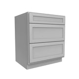 Drawer Base Cabinet - 30W x 34.5H x 24D - 3DRW - Grey Shaker Cabinet - BUILDMYPLACE