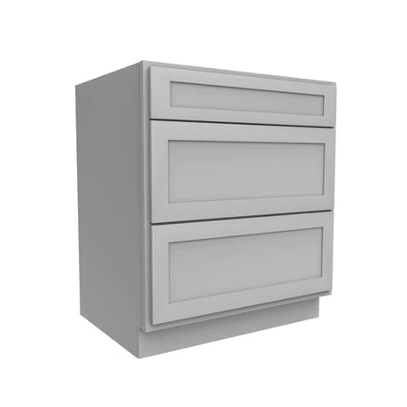 Drawer Base Cabinet - 30W x 34.5H x 24D - 3DRW - Grey Shaker Cabinet - BUILDMYPLACE