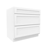 Drawer Base Cabinet - 36W x 34 - 1/2H x 24D - 3DRW - Aria White Shaker - BUILDMYPLACE