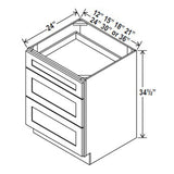 Drawer Base Cabinet - 36W x 34 - 1/2H x 24D - 3DRW - Aspen White - RTA - BUILDMYPLACE