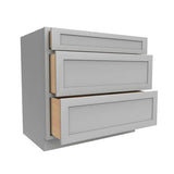 Drawer Base Cabinet - 36W x 34.5H x 24D - 3DRW - Grey Shaker Cabinet - BUILDMYPLACE