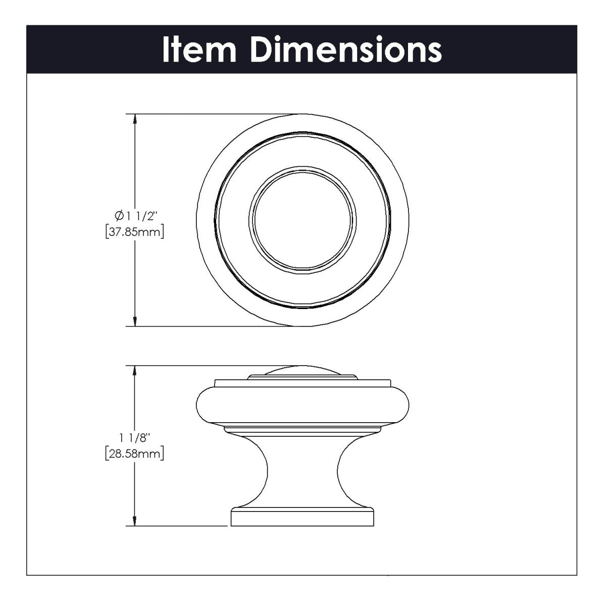 Drawer Knob 1 - 1/2 Inch Diameter - Cottage Collection - BUILDMYPLACE