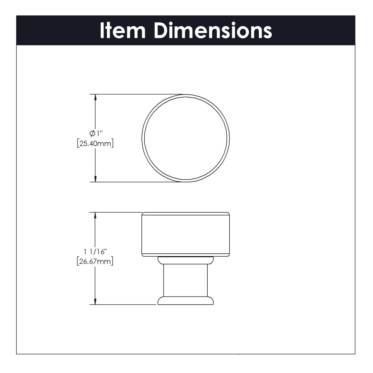 Drawer Knob 1 Inch Diameter - Midway Collection - BUILDMYPLACE