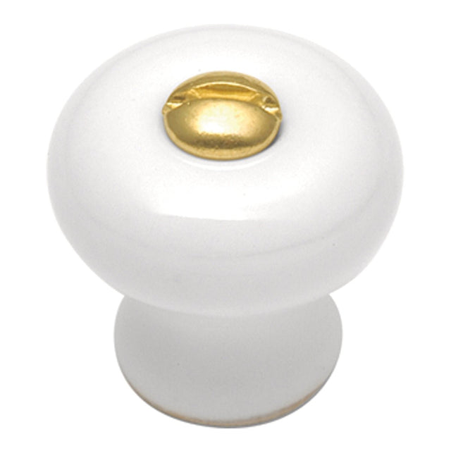 Drawer Knob 7/8 Inch Diameter in White - Tranquility Collection - BUILDMYPLACE