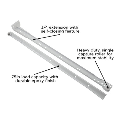 Drawer Slide Bottom Mount 3/4 Extension 12 Inch - Hickory Hardware - BUILDMYPLACE