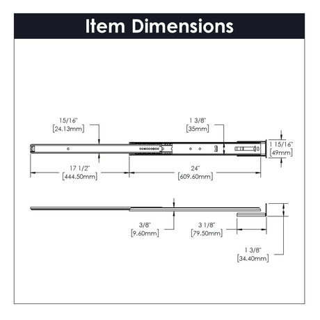 Drawer Slide Center Mount 3/4 Extension 12 Inch - Hickory Hardware - BUILDMYPLACE