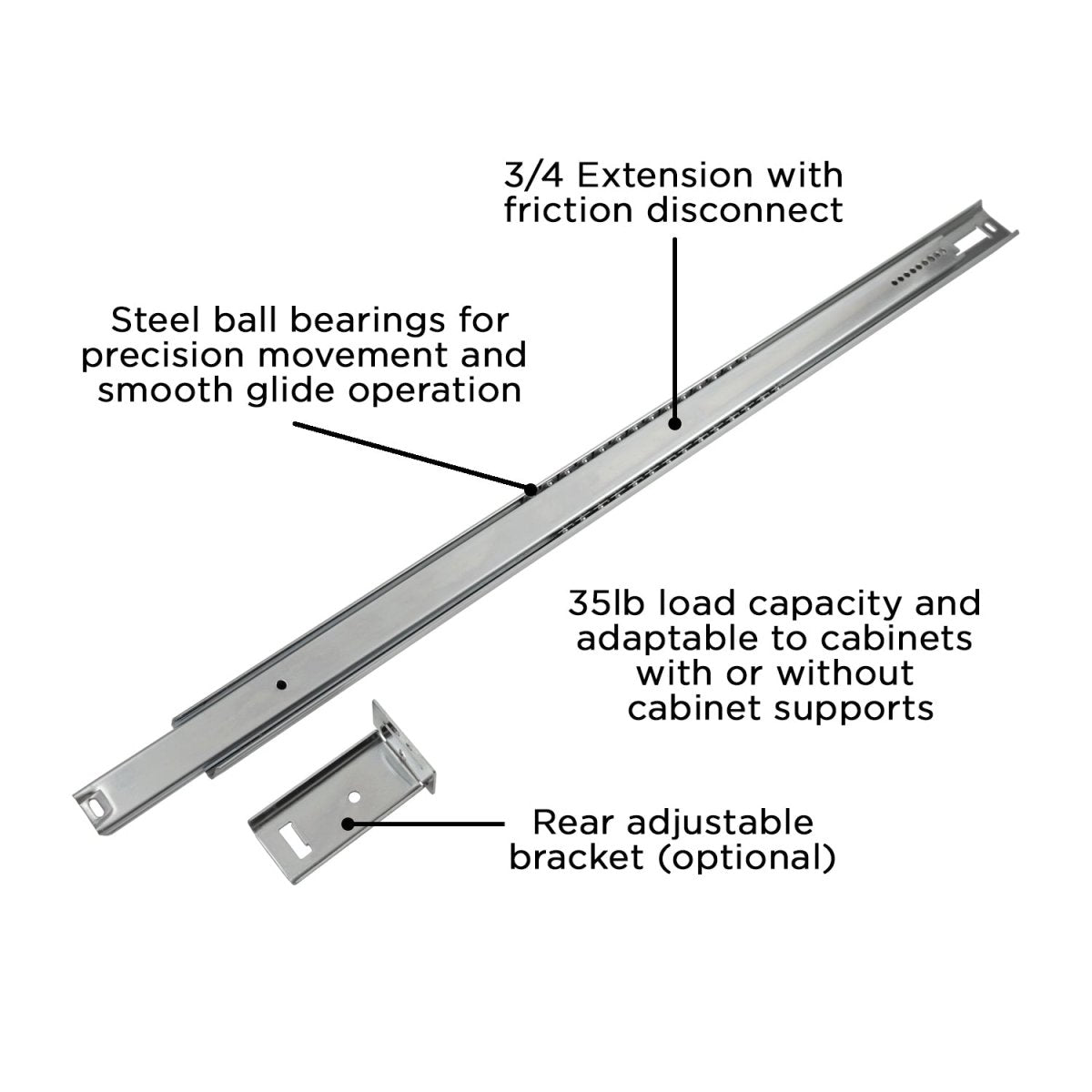 Drawer Slide Center Mount 3/4 Extension 12 Inch - Hickory Hardware - BUILDMYPLACE