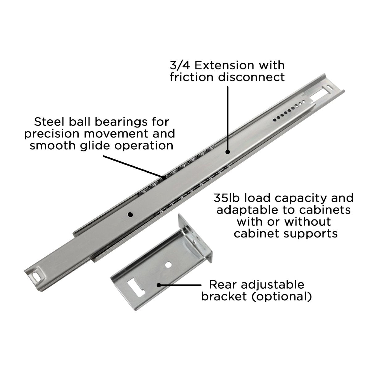 Drawer Slide Center Mount 3/4 Extension 12 Inch - Hickory Hardware - BUILDMYPLACE