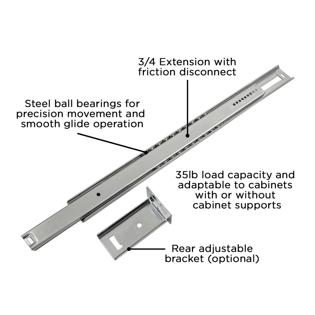 Drawer Slide Center Mount 3/4 Extension 12 Inch - Hickory Hardware - BUILDMYPLACE