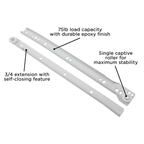 Drawer Slide Side Mount 3/4 Extension 12 Inch - Hickory Hardware - BUILDMYPLACE