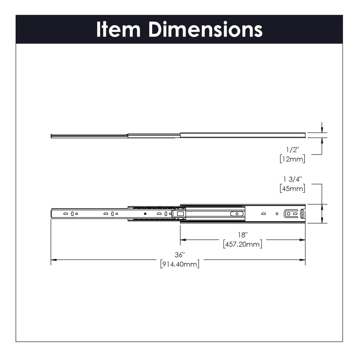 Drawer Slide Side Mount Full Extension 12 Inch (2 Pack) - Hickory Hardware - BUILDMYPLACE