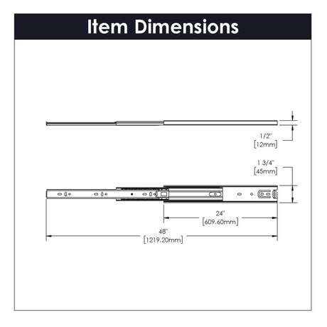 Drawer Slide Side Mount Full Extension 12 Inch (2 Pack) - Hickory Hardware - BUILDMYPLACE