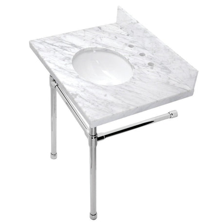 Dreyfuss 30" x 22" Carrara Marble Vanity Top with Stainless Steel Legs - BUILDMYPLACE