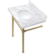 Dreyfuss 30" x 22" Carrara Marble Vanity Top with Stainless Steel Legs - BUILDMYPLACE