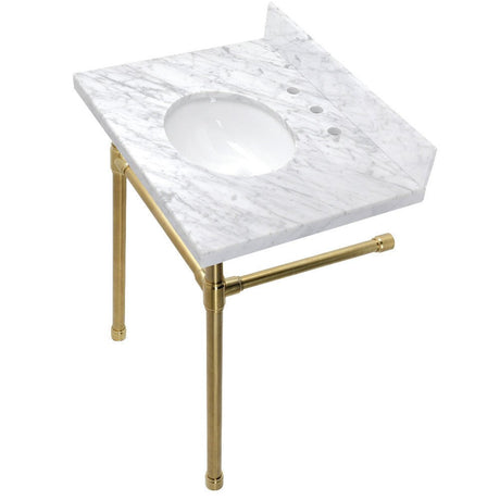 Dreyfuss 30" x 22" Carrara Marble Vanity Top with Stainless Steel Legs - BUILDMYPLACE