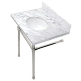 Dreyfuss 30" x 22" Carrara Marble Vanity Top with Stainless Steel Legs - BUILDMYPLACE