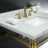 Dreyfuss 30" x 22" Carrara Marble Vanity Top with Stainless Steel Legs, Marble White/Matte Black - BUILDMYPLACE