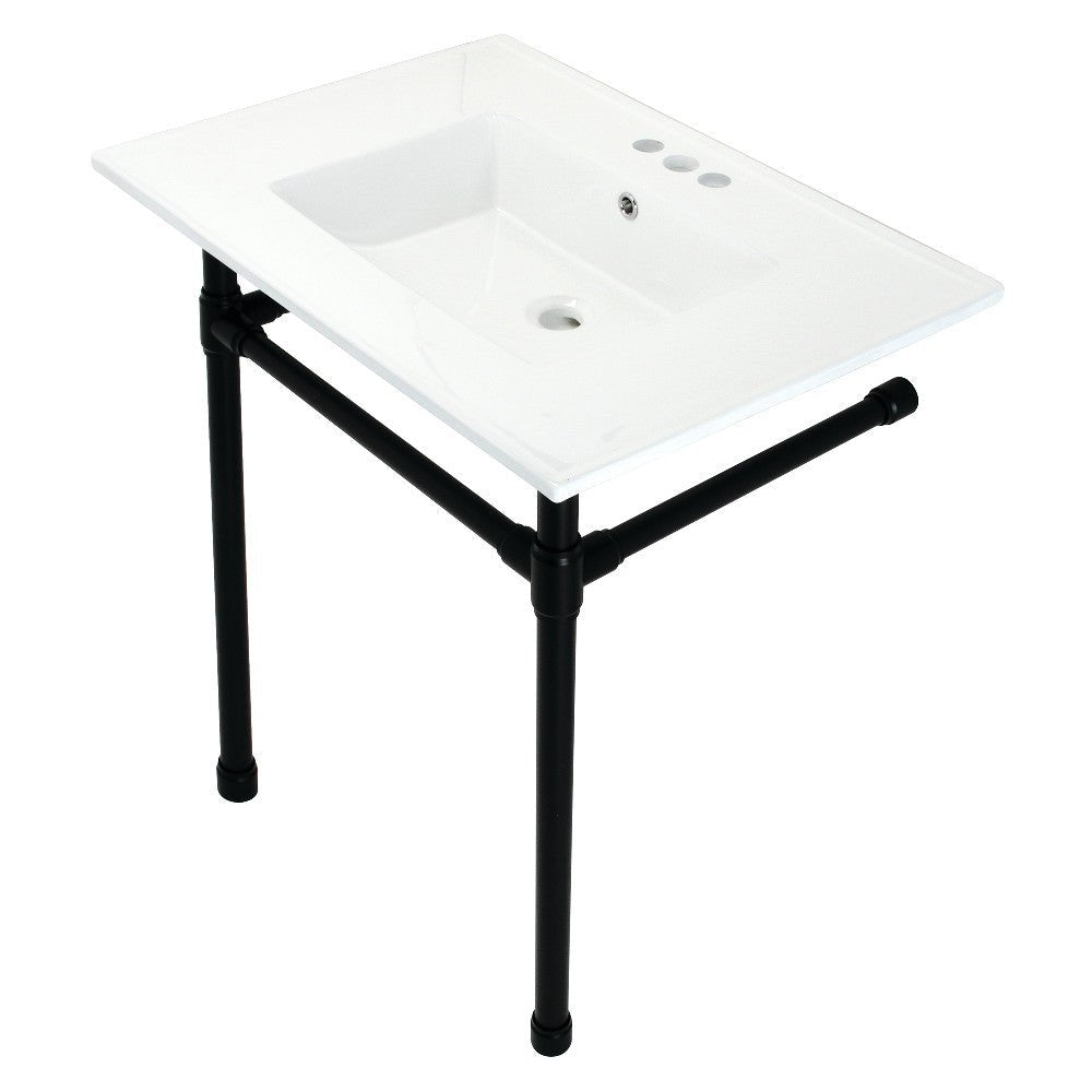 Dreyfuss 31" x 22" Console Sink with Stainless Steel Legs (4 - Inch, 3 Hole) - BUILDMYPLACE