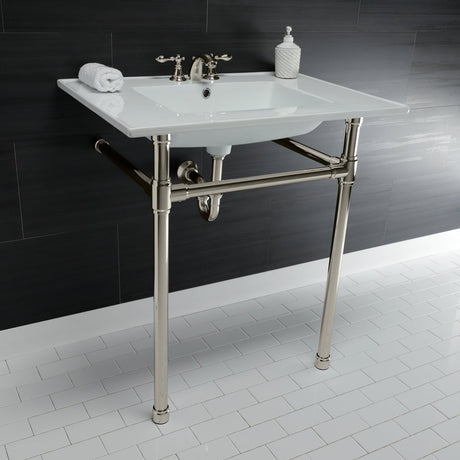 Dreyfuss 31" x 22" Console Sink with Stainless Steel Legs (4 - Inch, 3 Hole) - BUILDMYPLACE