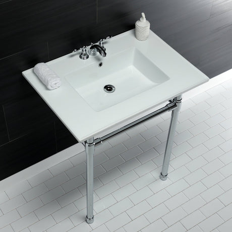 Dreyfuss 31" x 22" Console Sink with Stainless Steel Legs (4 - Inch, 3 Hole) - BUILDMYPLACE