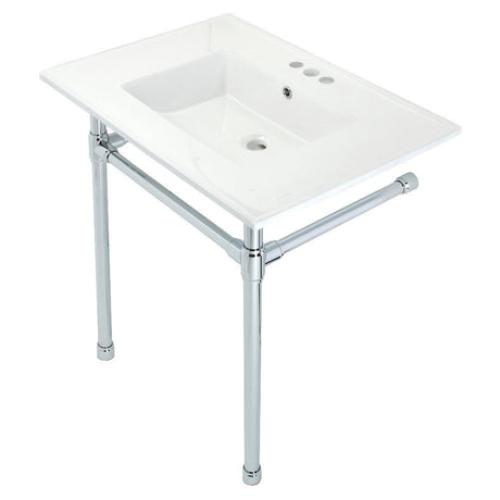 Dreyfuss 31" x 22" Console Sink with Stainless Steel Legs (4 - Inch, 3 Hole) - BUILDMYPLACE