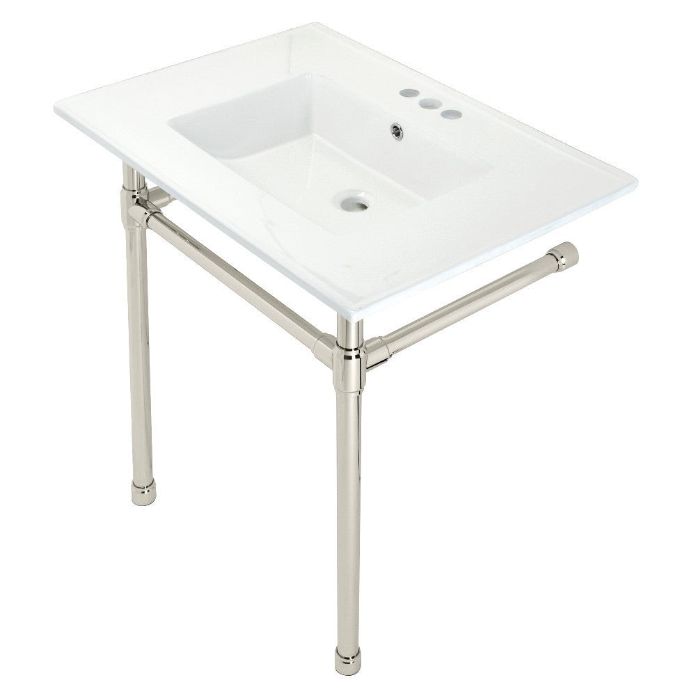 Dreyfuss 31" x 22" Console Sink with Stainless Steel Legs (4 - Inch, 3 Hole) - BUILDMYPLACE