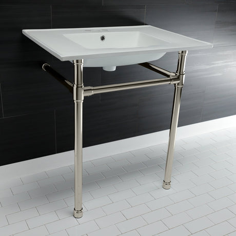 Dreyfuss 31" x 22" Console Sink with Stainless Steel Legs (4 - Inch, 3 Hole) - BUILDMYPLACE