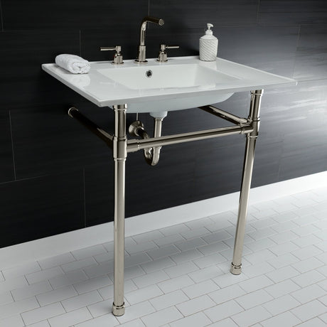 Dreyfuss 31" x 22" Console Sink with Stainless Steel Legs (8 - Inch, 3 Hole) - BUILDMYPLACE